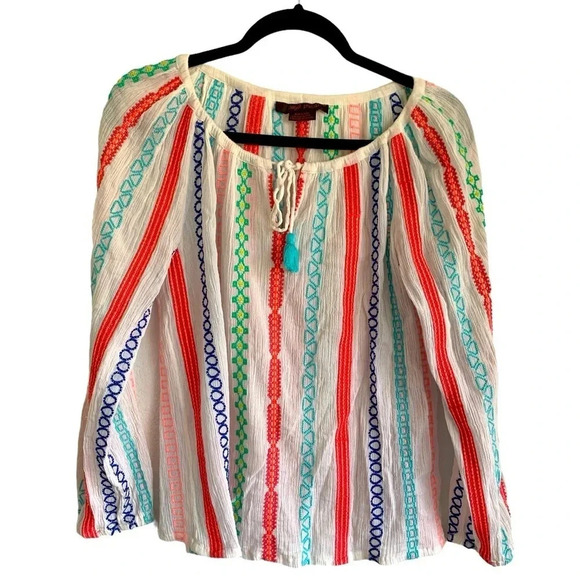 Anthropologie Tops - Payal Pratap x Anthropologie India Cotton Embroidered Peasant Top Small